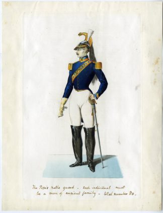 Antique Master Print-POPES-NOBLE-GUARD-VATICAN-UNIFORM-Anonymous-c.1840-1860