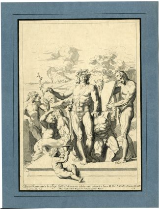 Antique Master Print-ALLEGORY-RAYMOND DE LAFAGE-ARTS-NUDES-Vermeulen-c.1684