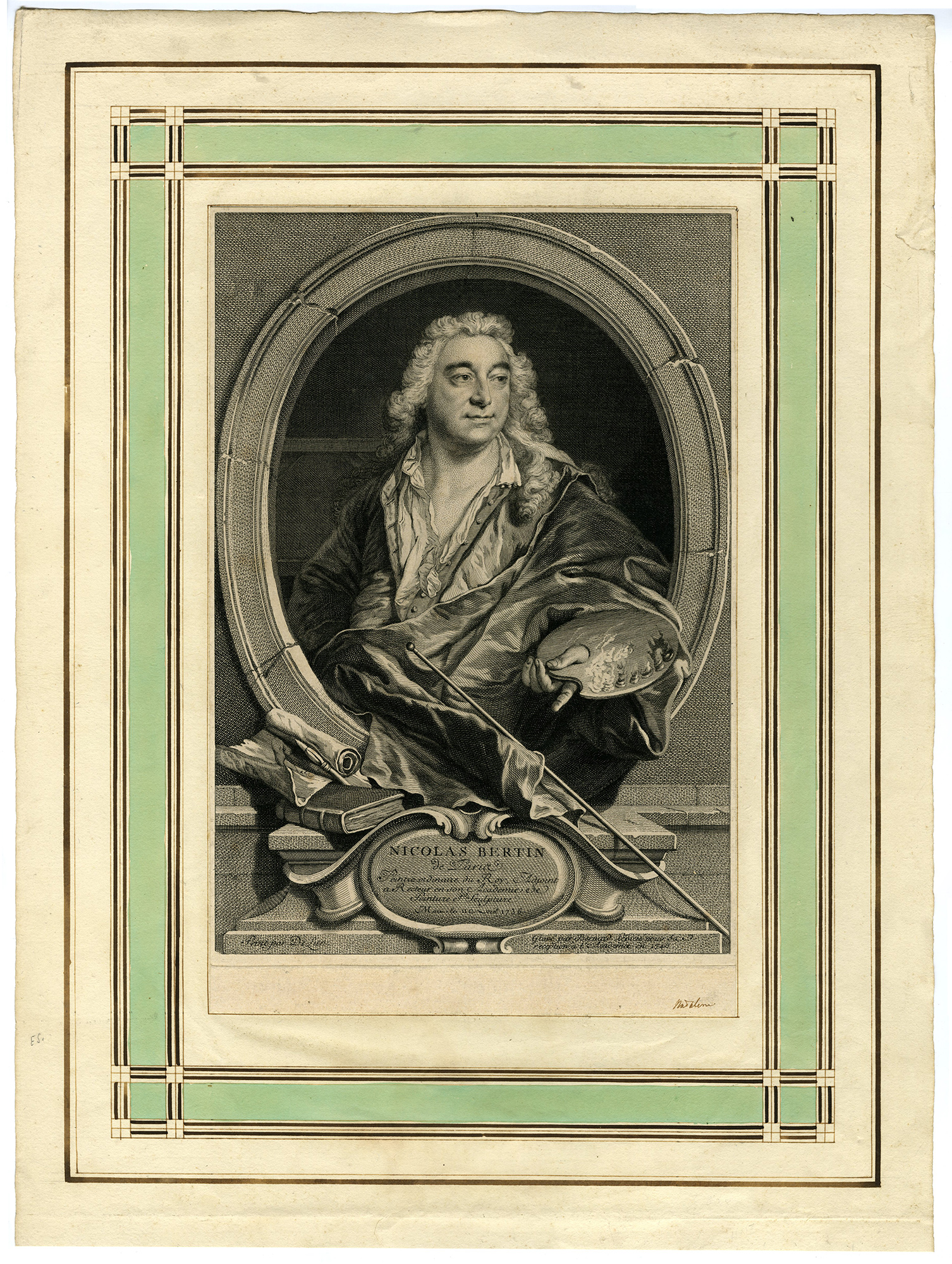 , Antique Master Print-PORTRAIT-NICOLAS-BERTIN-Lepicie-Delyen-1740, Pictura Antique Prints