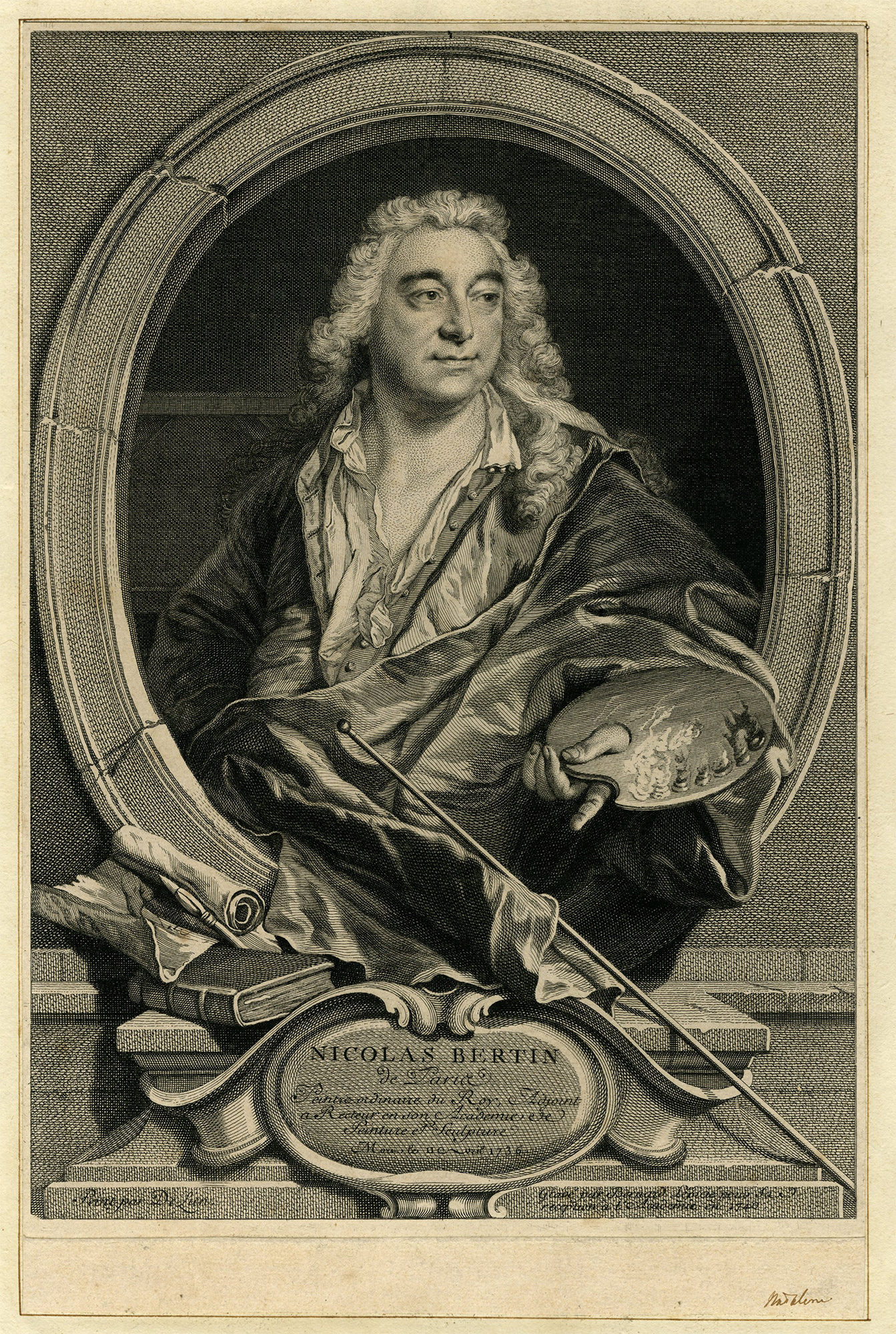 , Antique Master Print-PORTRAIT-NICOLAS-BERTIN-Lepicie-Delyen-1740, Pictura Antique Prints