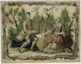 Rare-Antique Master Print-VISUS-VER-SENSE-OF-SIGHT-ALLEGORY-Anonymous-18th c.