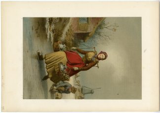 Antique Print-DUTCH-WINTER-FEMALE FIGURE SKATER-LITHOGRAPH-T V-David-1875