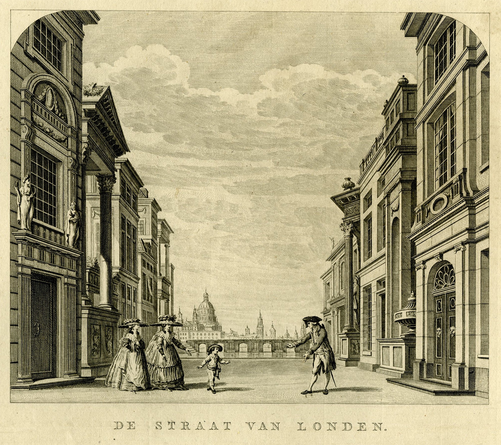 , Antique Master Print-THEATRE-DECOR-LONDON-STREET-Brouwer-Andriessen-Numan-1789, Pictura Antique Prints