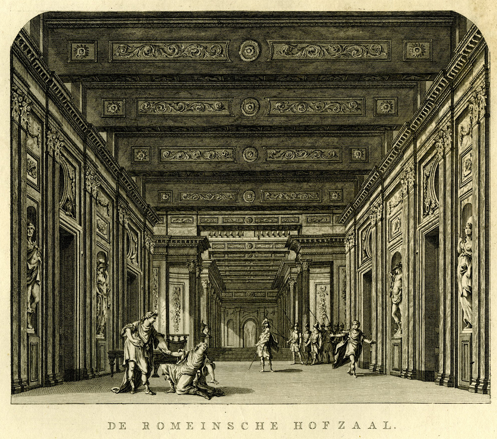 , Antique Print-THEATRE-ROMAN-HALL-De Wit- Jonxis-Bulthuis-Andriessen-Numan-1788, Pictura Antique Prints