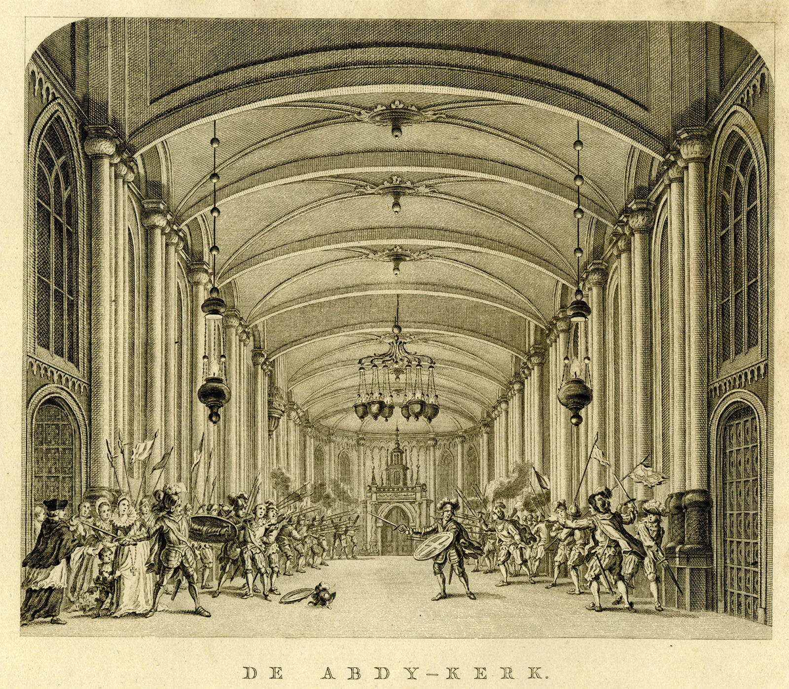 , Antique Master Print-THEATRE-INTERIOR-ABBEY-CHURCH-A’DAM-Brouwer-Barbiers-1791, Pictura Antique Prints