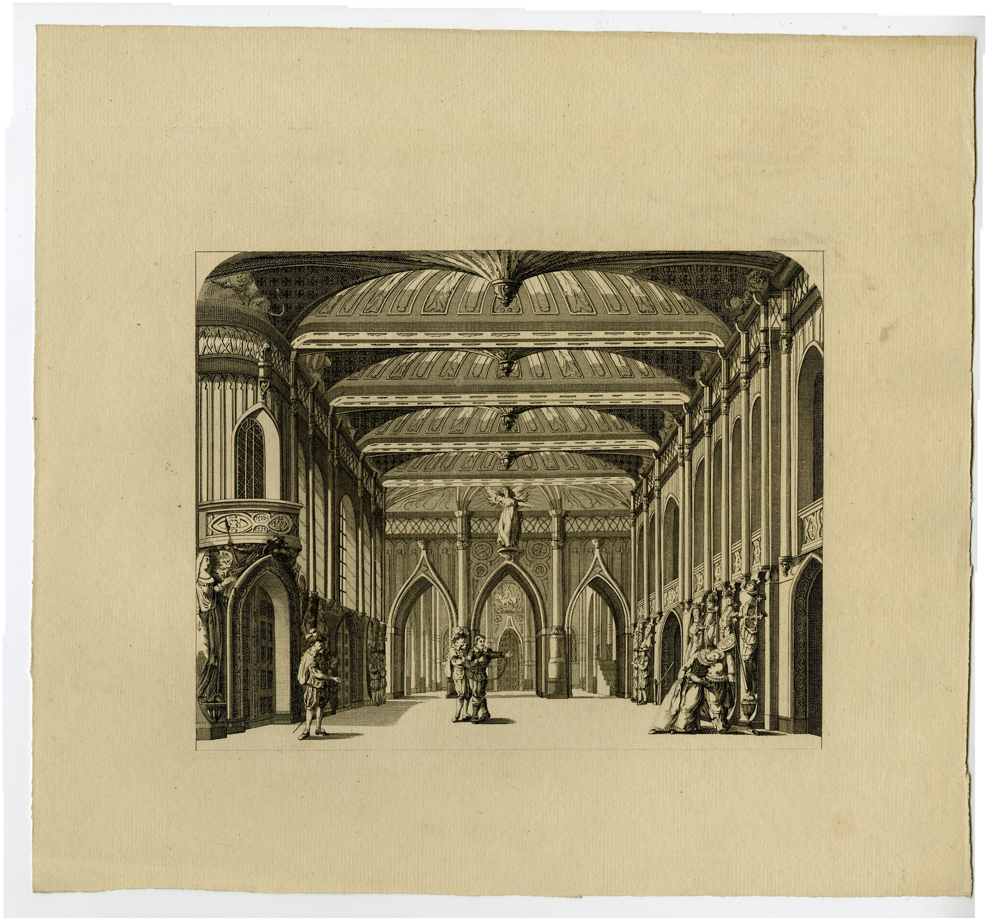 , Antique Master Print-THEATRE-DECOR-GOTHIC-PALACE-De Wit-Jonxis-Waldorp-1787, Pictura Antique Prints