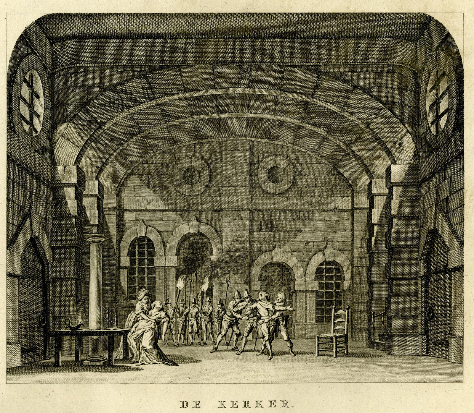 , Antique Master Print-THEATRE-DECOR-DUNGEON-AMSTERDAM-Brouwer-Barbiers-1794, Pictura Antique Prints