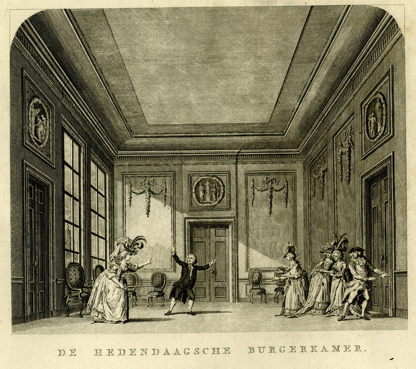 , Antique Master Print-THEATRE-INTERIOR-BURGER-ROOM-Brouwer-Barbiers-1787, Pictura Antique Prints