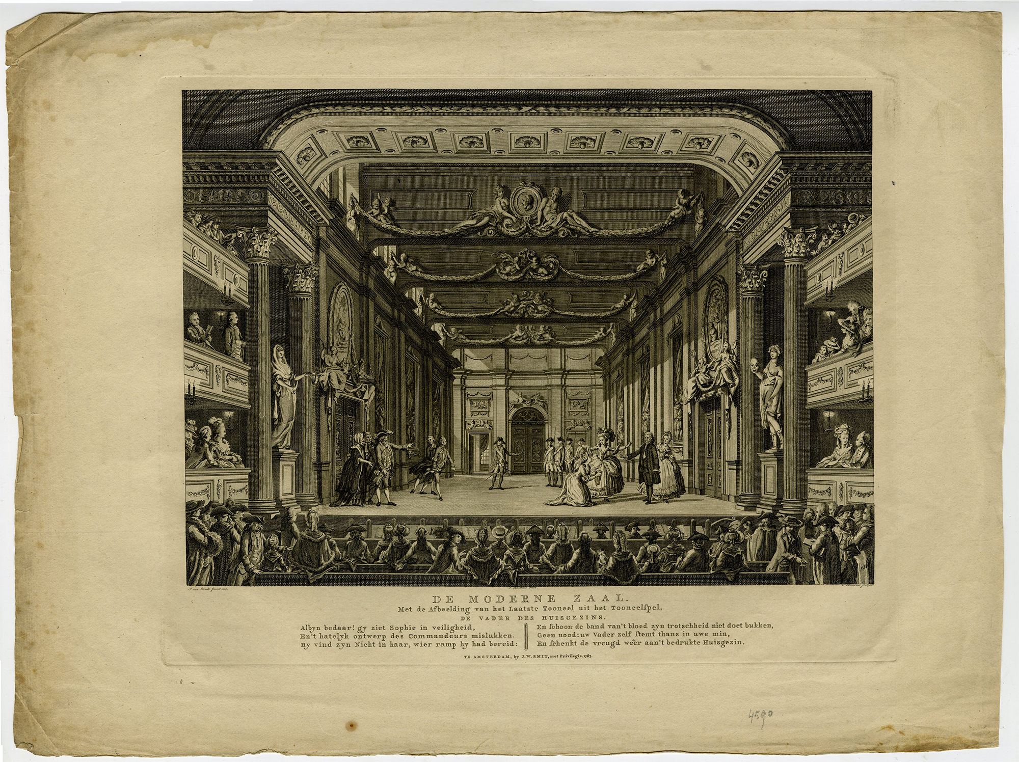 , Antique Master Print-MODERN HALL-THEATRE-SET-AMSTERDAM-Brouwer-Van Dreght-1788, Pictura Antique Prints