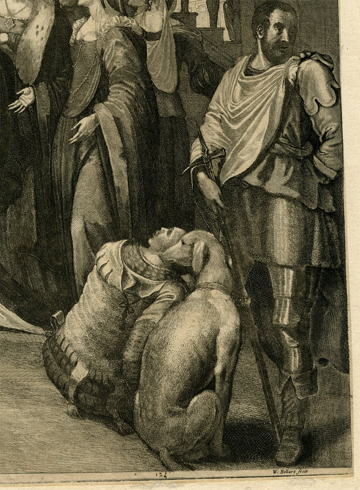 , Antique Master Print-BIBLICAL-COURT-QUEEN OF SHEBA-SOLOMON-Hollar-Veronese-1673, Pictura Antique Prints