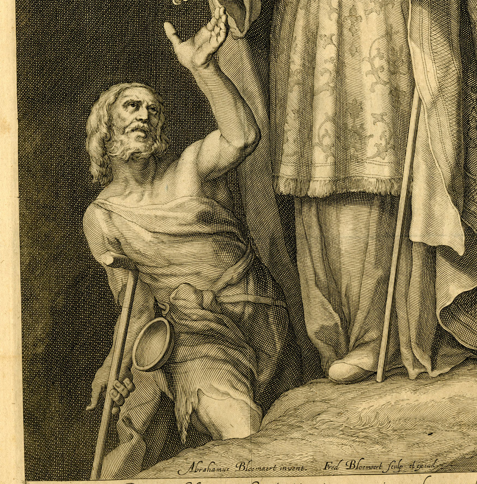 , Antique Master Print-SAINT-GREGORY-GREGORIUS-OF-UTRECHT-Bloemaert-c.1626, Pictura Antique Prints