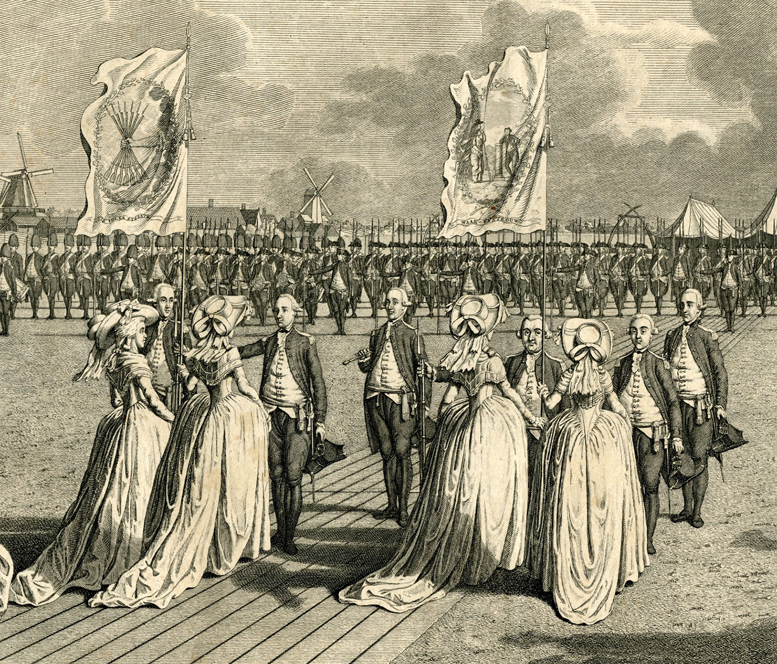 , Antique Master Print-BANNER TRANSFER-AMSTERDAM-MILITIA-Sluijterman-vd Meer-1786, Pictura Antique Prints