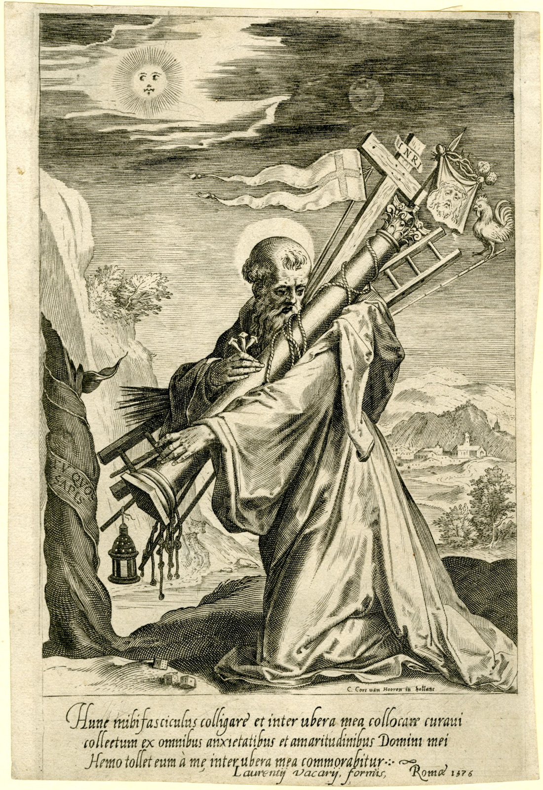, Antique Master Print-SAINT-BERNARD-CLAIRVAUX-PASSION-Cort-Franck-1576, Pictura Antique Prints