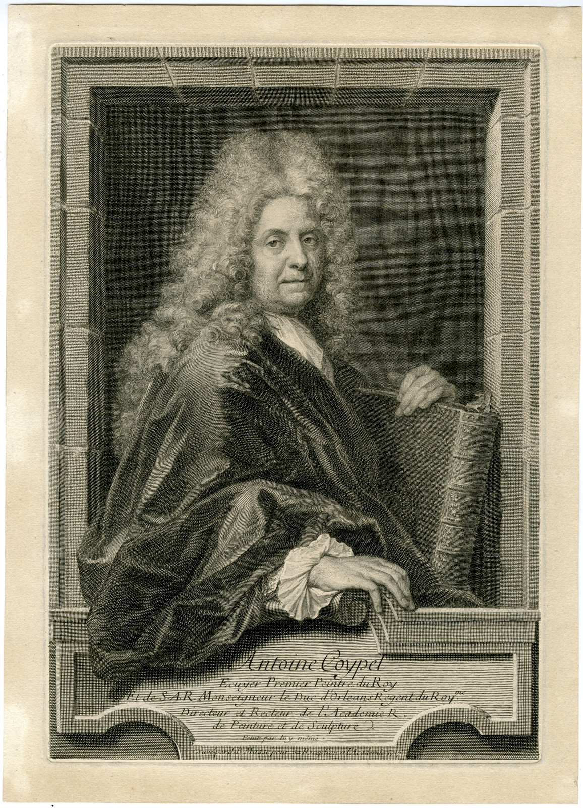 , Antique Master Print-ANTOINE-COYPEL-PORTRAIT-Masse-Coypel-c.1720-1740, Pictura Antique Prints