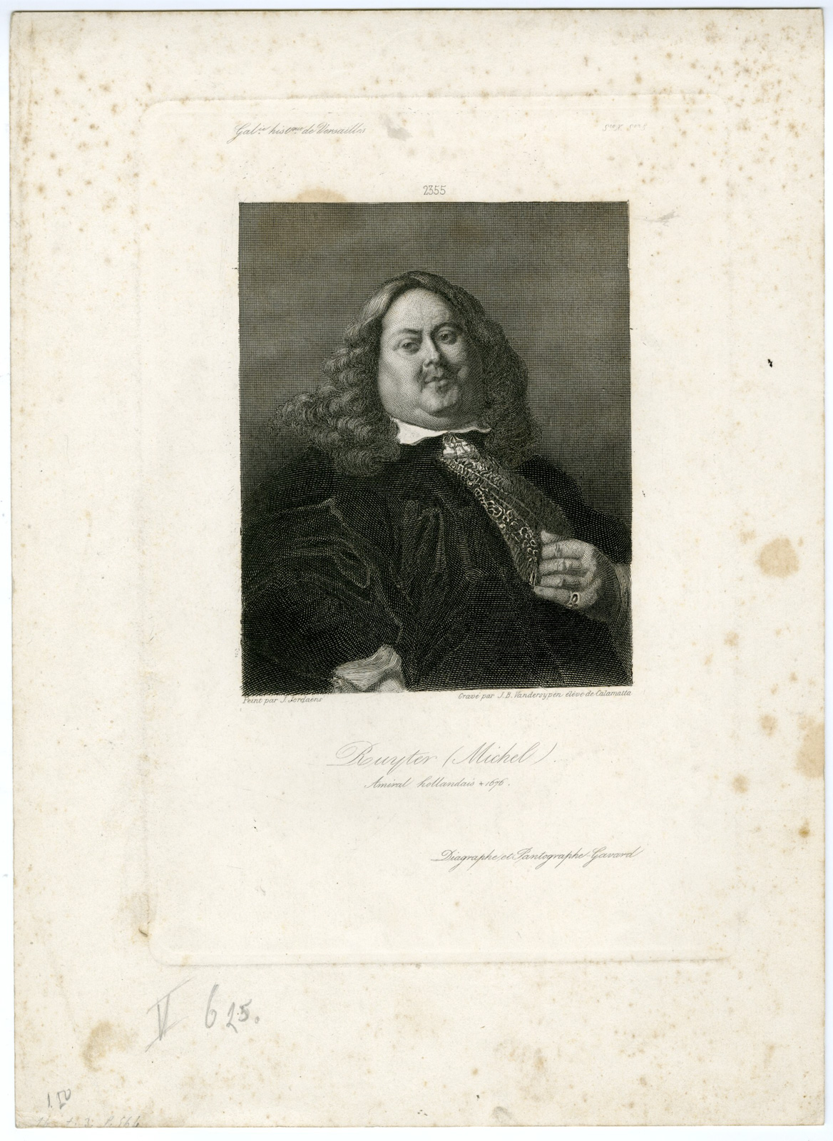 , Antique Print-MICHIEL-DE-RUYTER-PORTRAIT-van der Sypen-Jordaens-ca. 1840, Pictura Antique Prints