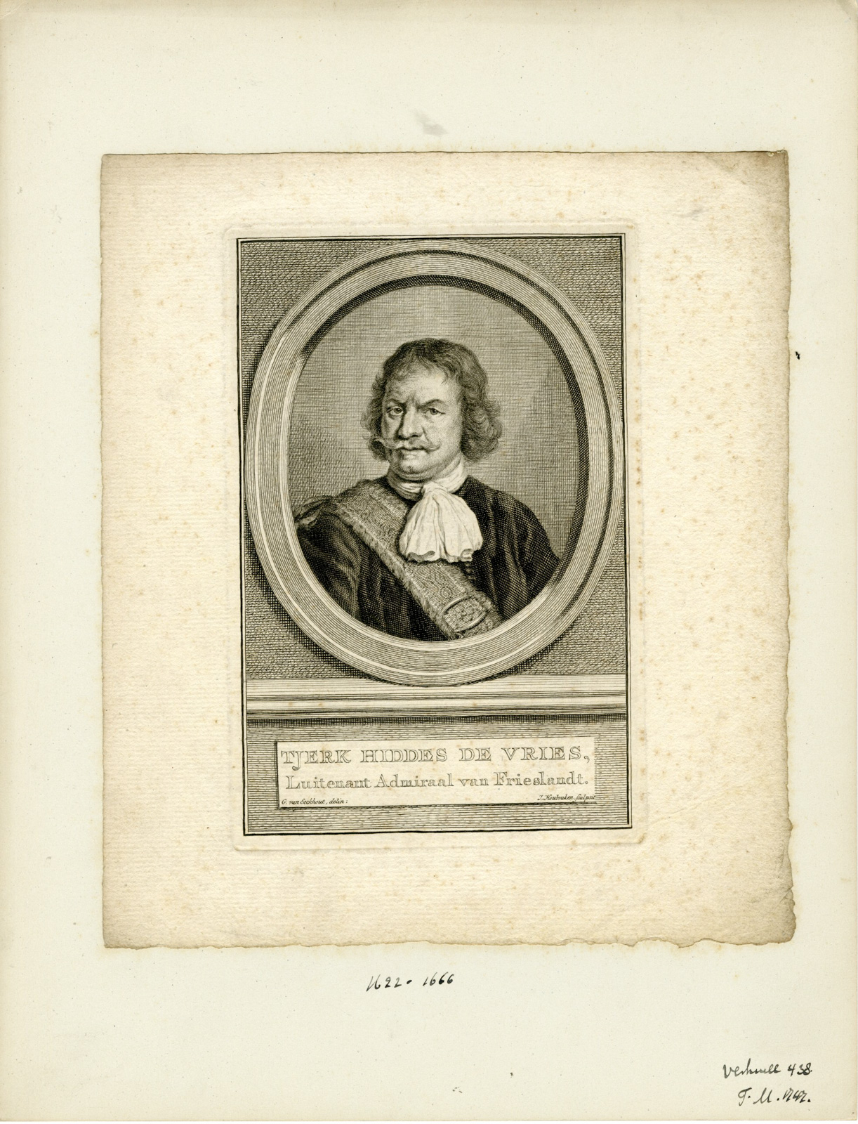 , Antique Print-TJERK-HIDDES-DE-VRIES-ADMIRAL-Houbraken-van den Eeckhout-1747, Pictura Antique Prints