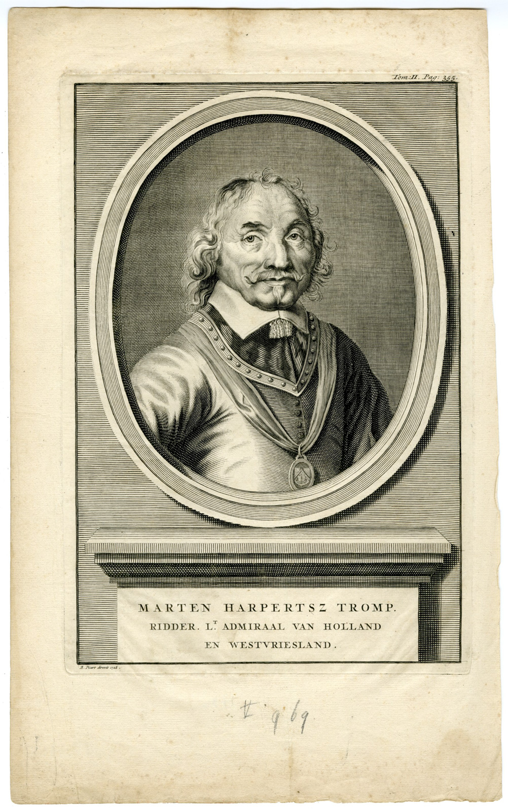 , Antique Print-MAARTEN-HARPERTSZ-TROMP-LT-ADMIRAAL-HOLLAND-Picart-1728, Pictura Antique Prints