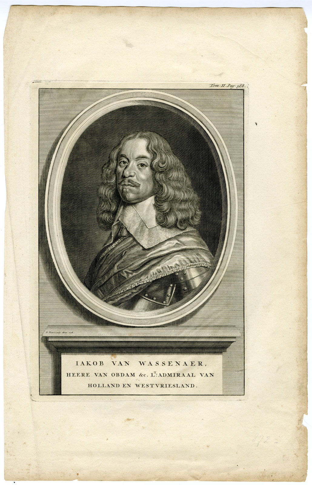 , Antique Print-JAKOB-VAN-WASSENAER-OBDAM-LT-ADMIRAL-HOLLAND-Picart-1728, Pictura Antique Prints