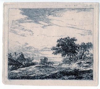 Antique Master Print-LANDSCAPE-CART-HORSE-FARM-DUNES-HAARLEM-van Brussel-c.1800