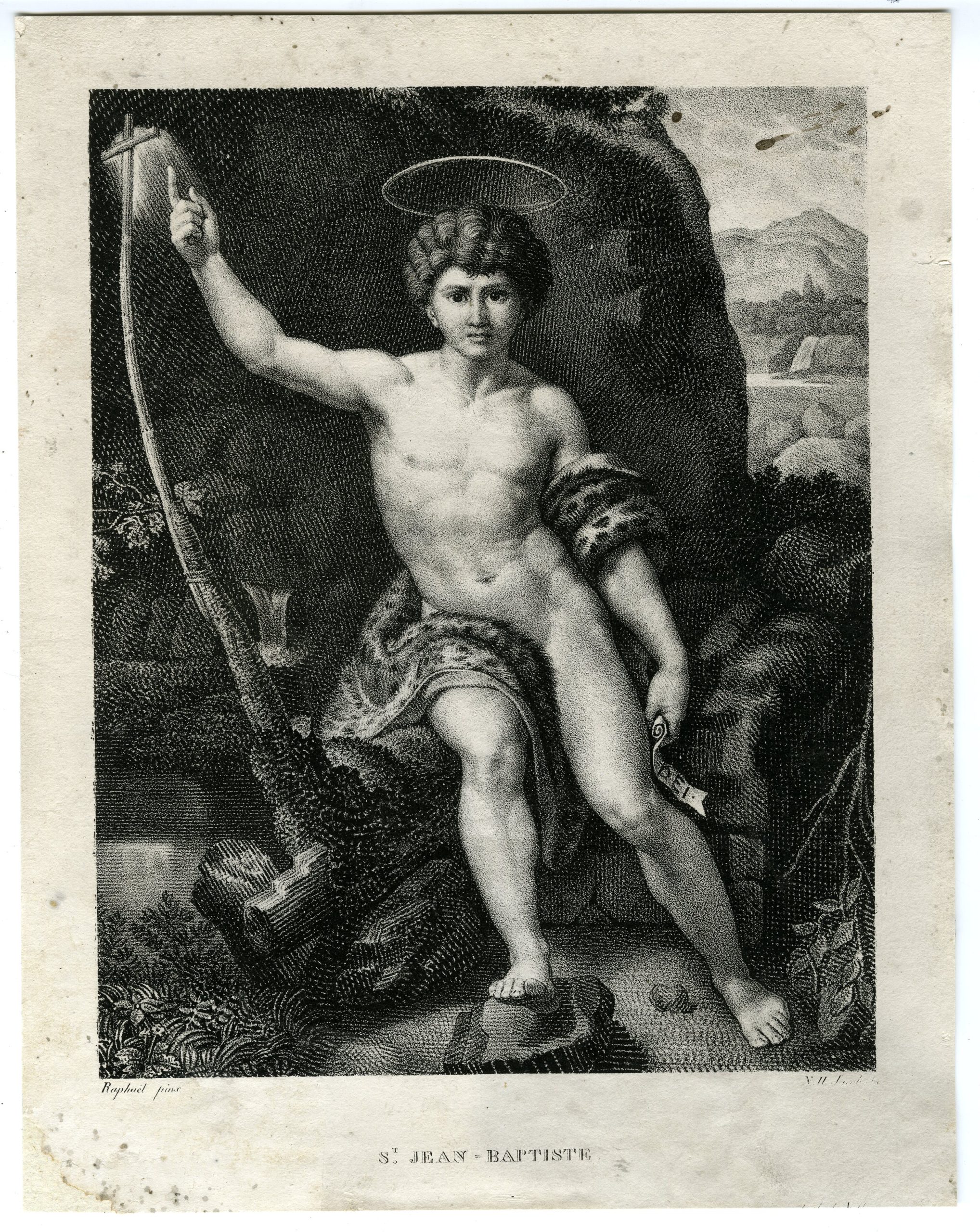 , Antique Print-SAINT-JEAN-BAPTISTE-IN-THE-DESERT-Wicar-Bervic-Raphael-c.1800, Pictura Antique Prints