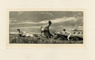 Antique Master Print-CENTAUR CHASED-NUDE MALES-HORSEBACK-Klinger-1881