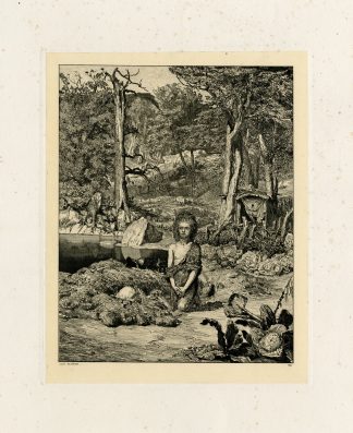 Antique Master Print-SIMPLICIUS-HERMIT-GRAVE-FOREST-Klinger-1881