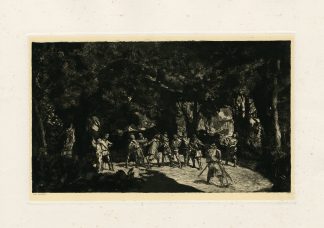 Antique Master Print-SIMPLICIUS-SOLDIERS-FOREST-SCENE-Klinger-1881