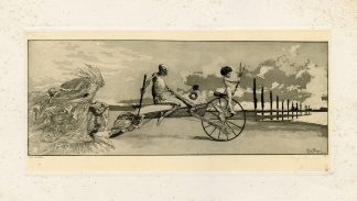 Antique Master Print-AMOR-DEATH-SKELETON-GHOST-Klinger-1881