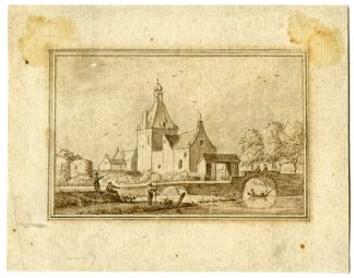 Antique Drawing-IJSSELPOORT-IJSSELSTEIN-TOPOGRAPHICAL-Verrijk-18th c.