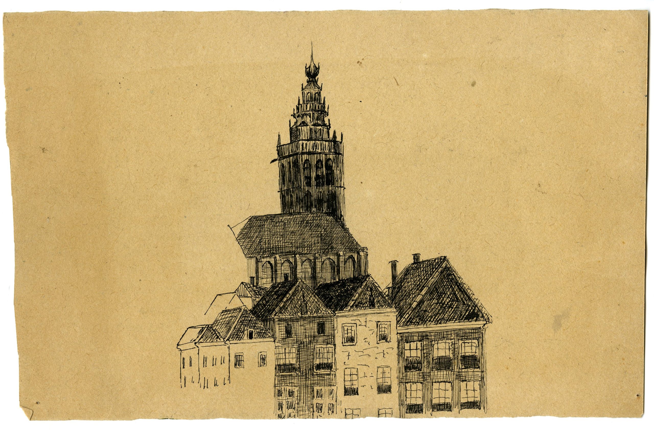 , Antique Drawing-NIJMEGEN-STEVENSKERK-LANDSCAPE-Anonymous-19th c., Pictura Antique Prints