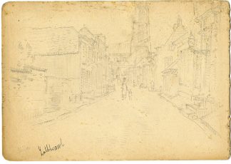 Antique Drawing-ZALTBOMMEL-STREET-VIEW-Kerlen-c.1882-1957