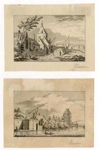 2-Antique Drawings-IJSSELPOORT-IJSSELSTEIN-Rademaker-19th c.
