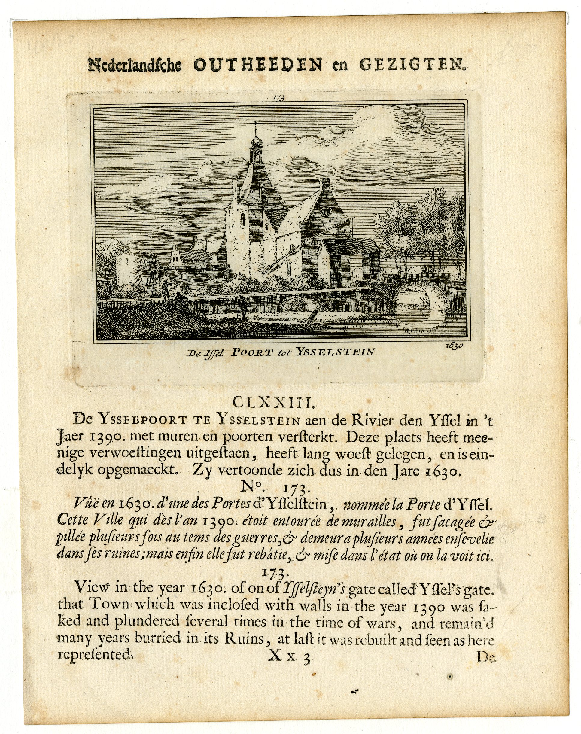 , Antique Print-IJSSELPOORT-IJSSELSTEIN-CITY-GATE-VIEW-Rademaker-1732, Pictura Antique Prints