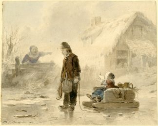 Antique Drawing-WINTER-GENRE-De Braekeleer-1878