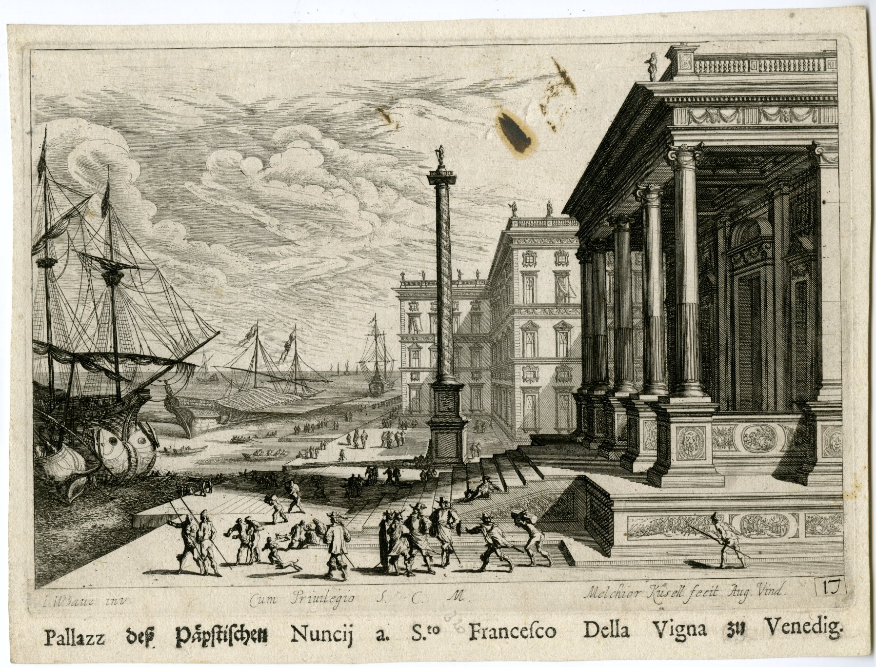 Pictura 12288 416x317 Antique Master Print-VENICE-PALAZZO-NUNCIO-HARBOUR-Kuesel-Baur-1670