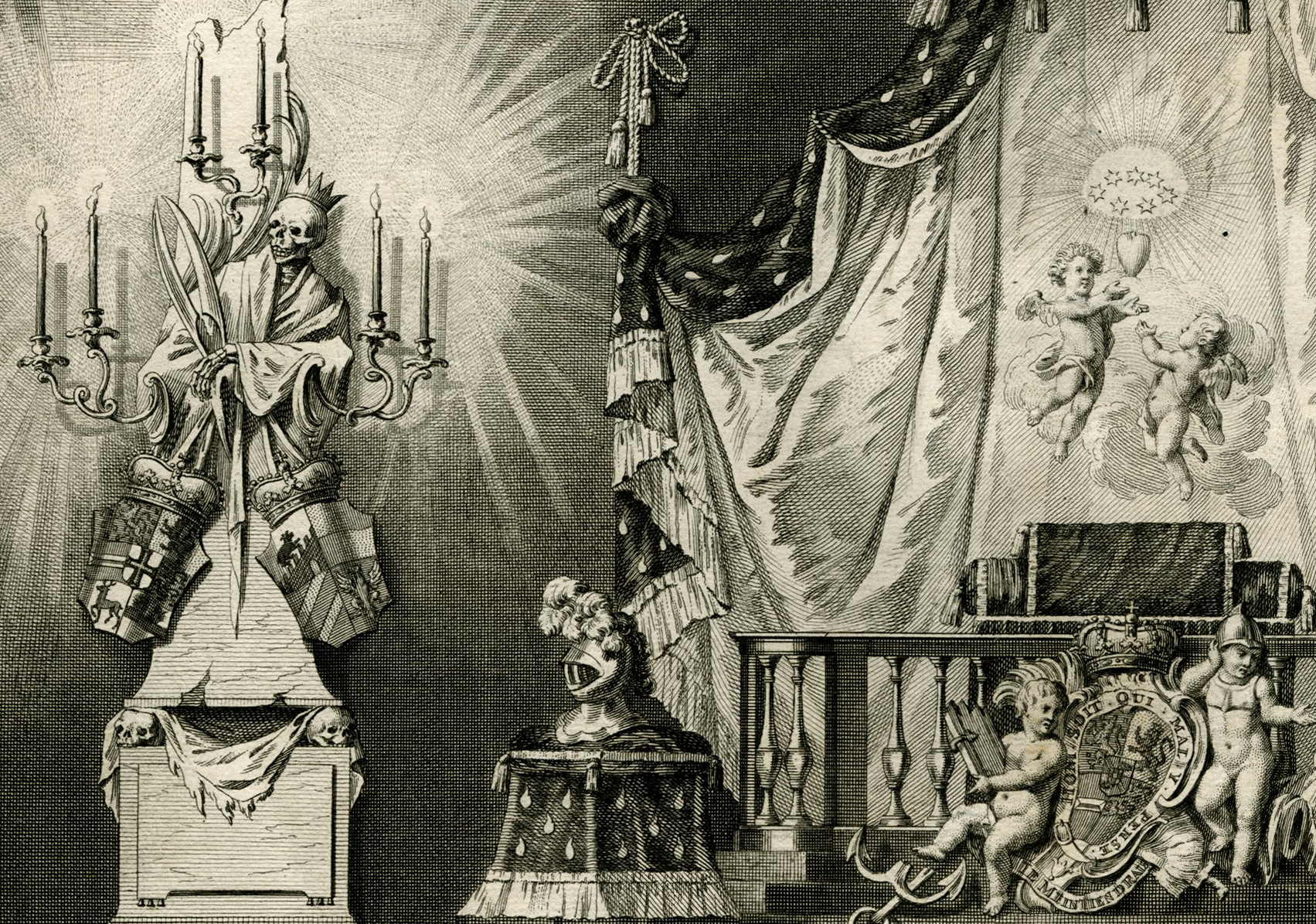 , Antique Master Print-PRAALBED-WILLEM-IV-FUNERAL-MAUSOLEUM-Punt-De Swart-1752, Pictura Antique Prints