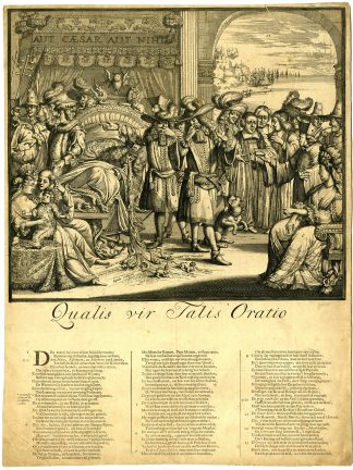 Rare-Antique Master Print-BROADSIDE-FALL OF JAMES II-De Hooghe-1688