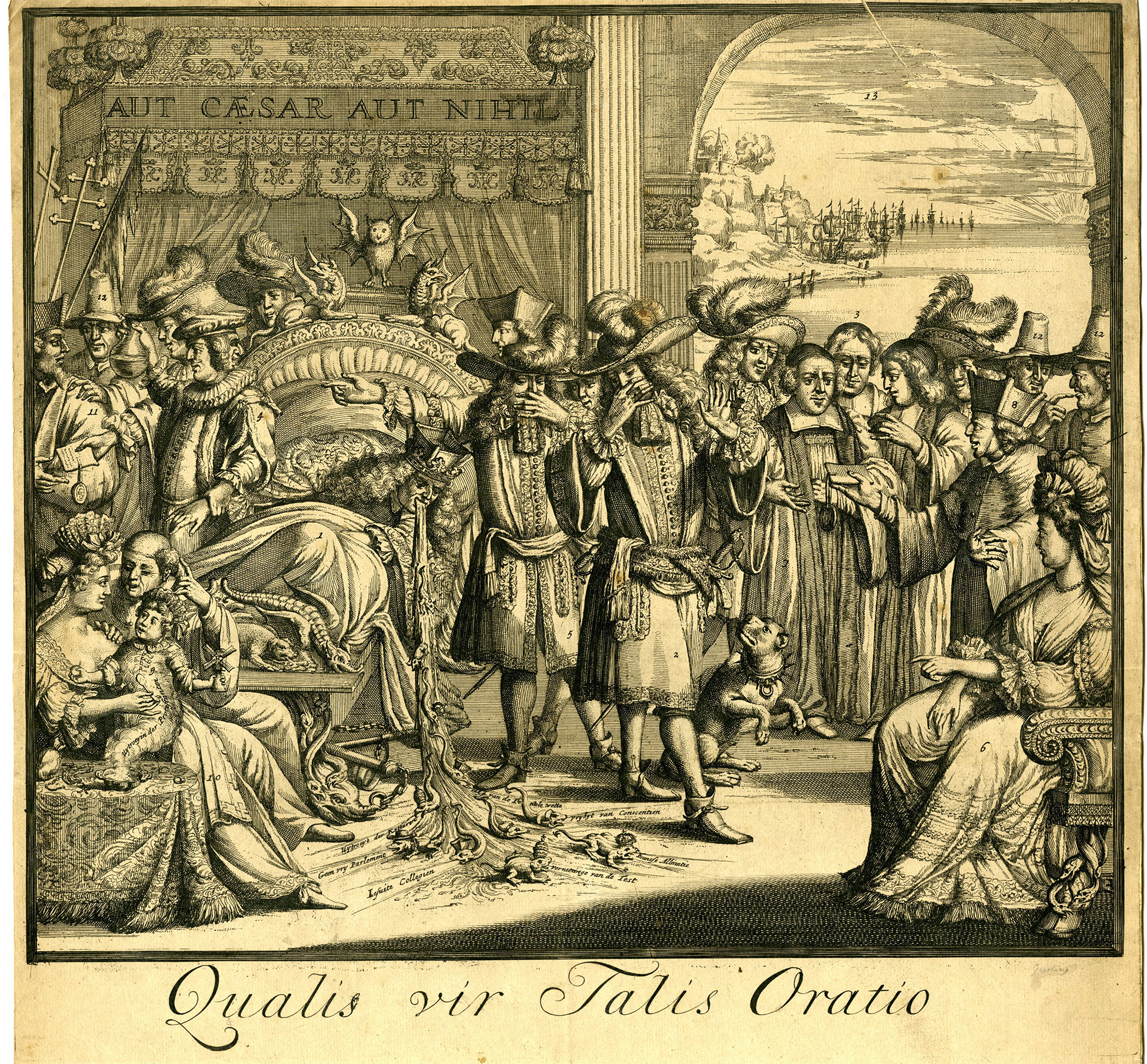 , Rare-Antique Master Print-BROADSIDE-FALL OF JAMES II-De Hooghe-1688, Pictura Antique Prints