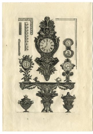 Antique Master Print-FURNITURE-CLOCK-REZZONICO-NEOCLASSICAL-PL.64-Piranesi-1769