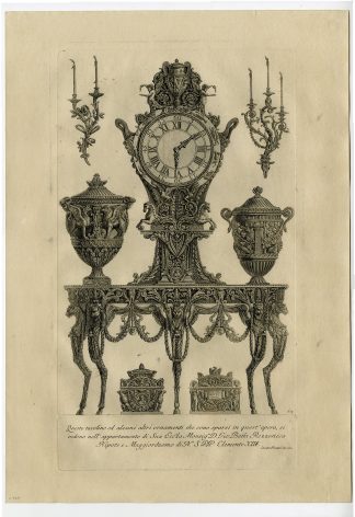 Antique Master Print-SIDE-TABLE-CLOCK-NEOCLASSICAL-PL.63-Piranesi-1769