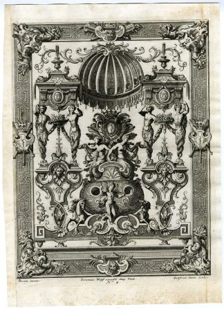 Antique Master Print-PANNEAUX-ARMES-DE-COLBERT-ORNAMENT-Stein-Berain-c.1700