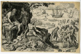 Rare-Antique Master Print-CANNIBALISM-INDIANS-CHARLES-V-AMERICAS-Coornhert-1555