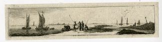 2-Antique Master Prints-COASTAL-LANDSCAPES-FISHERMEN-SHIPS-Weirotter-c.1760