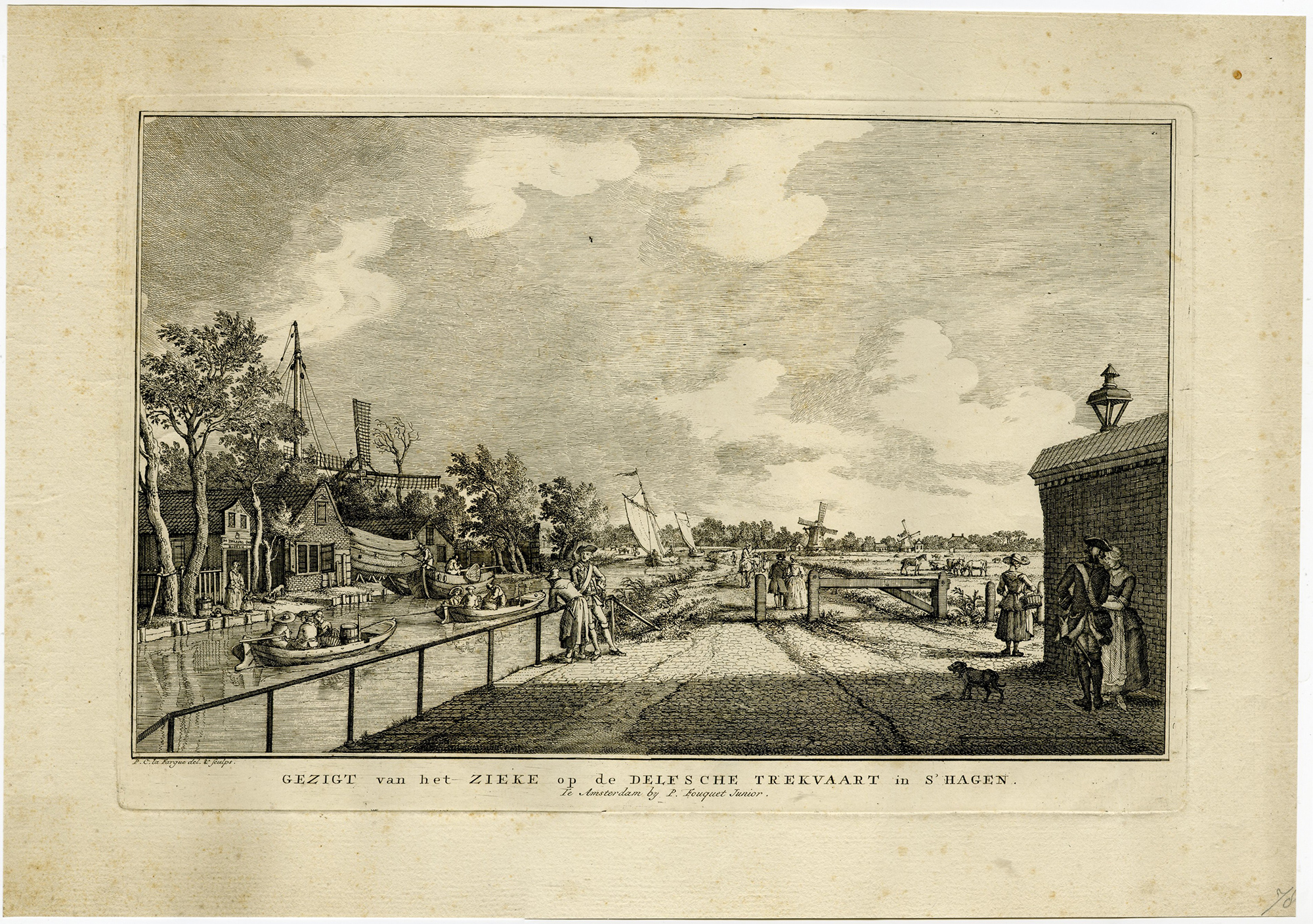 , Antique Print-DELFSCHE-TREKVAART-THE-HAGUE-La Fargue-1764, Pictura Antique Prints