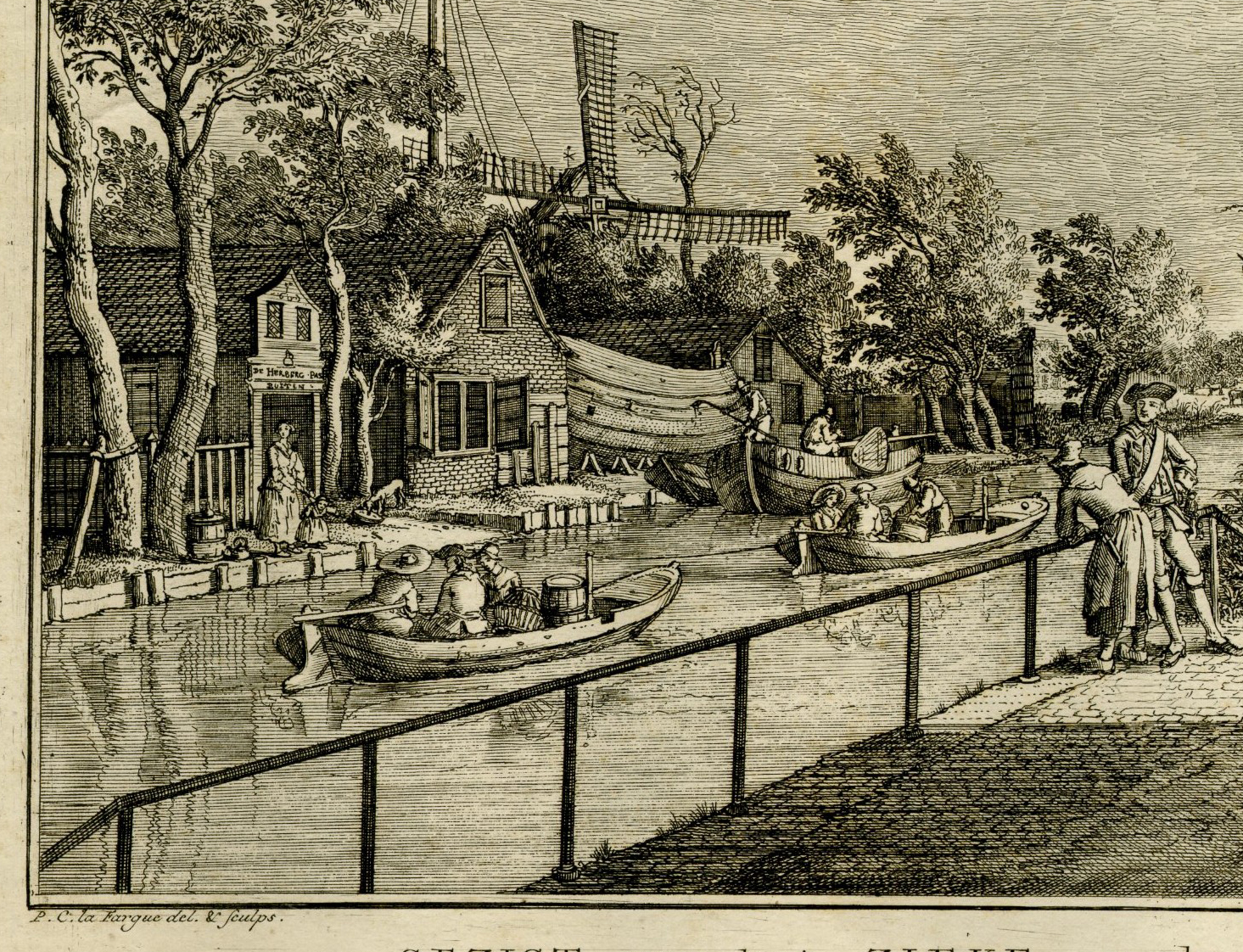 , Antique Print-DELFSCHE-TREKVAART-THE-HAGUE-La Fargue-1764, Pictura Antique Prints