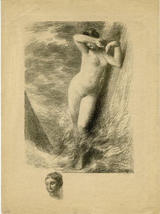 Antique Master Print-ANDROMEDA-MYTHOLOGICAL-FIGURE-LITHOGRAPH-Fantin-Latour-1901