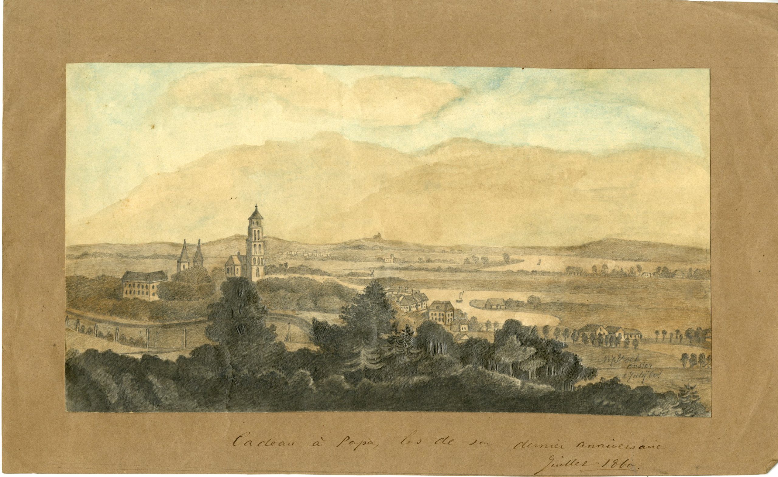 , Antique Drawing-PANORAMIC-VALLEY-LANDSCAPE-Voet-1860, Pictura Antique Prints