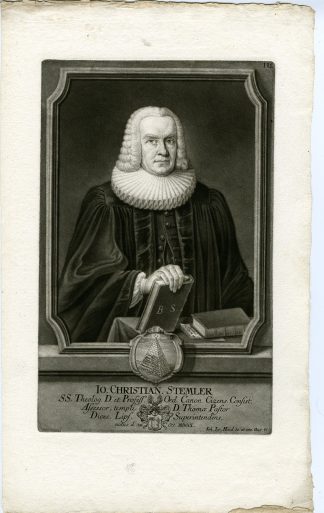 Antique Master Print-JOHANN-CHRISTIAN-STEMLER-LEIPZIG-THEOLOGIAN-Haid-1757