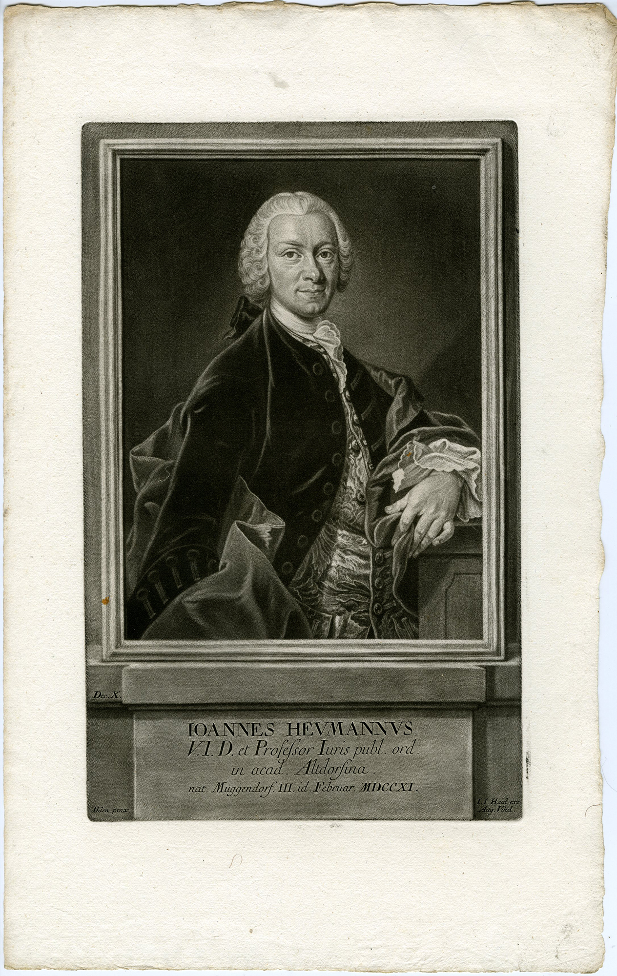 , Antique Master Print-JOHANN-HEUMANN-ALTDORF-JURIST-PORTRAIT-Haid-Ihlen-1757, Pictura Antique Prints