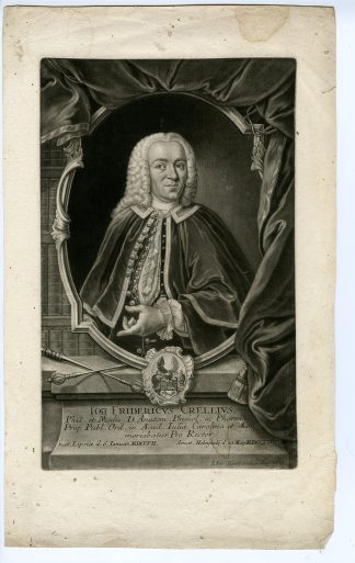 Antique Master Print-JOHANN-FRIEDRICH-CRELL-PHYSICIAN-ANATOMIST-Haid-1747